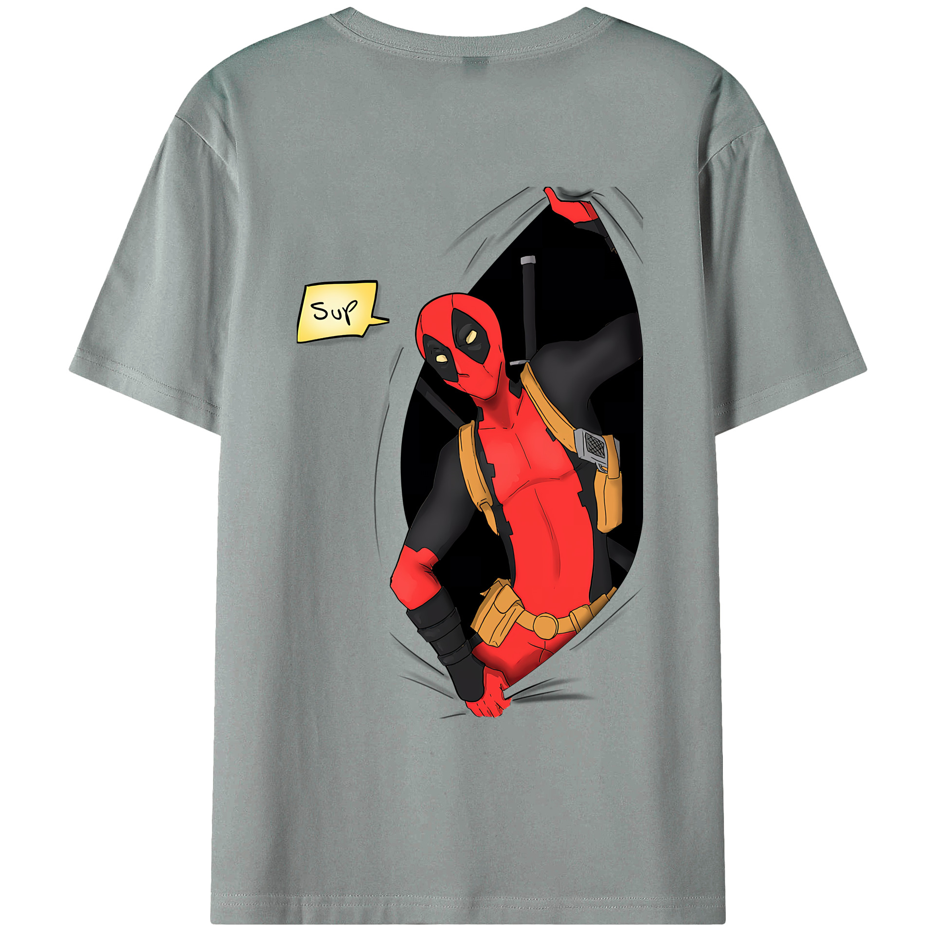 （画像用） Deadpool デッドプール 綿100％ メンズ半袖Tシャツ（バックプリント） 通気性